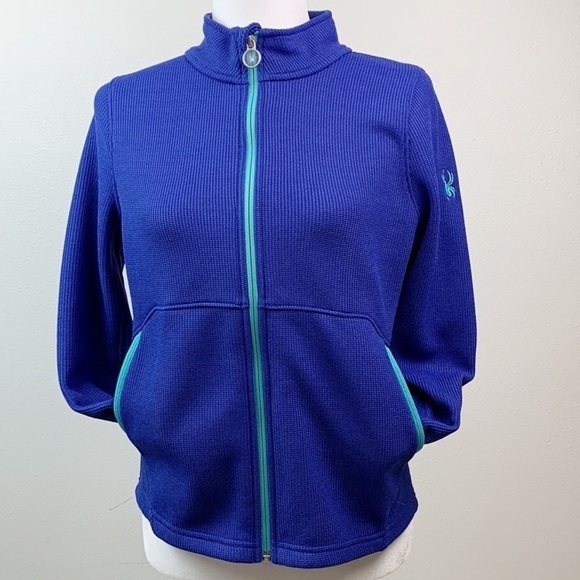 Spyder Stryke mock neck sweater knit jacket fleece lined full zip Kids XL Wo. S - Picture 1 of 14